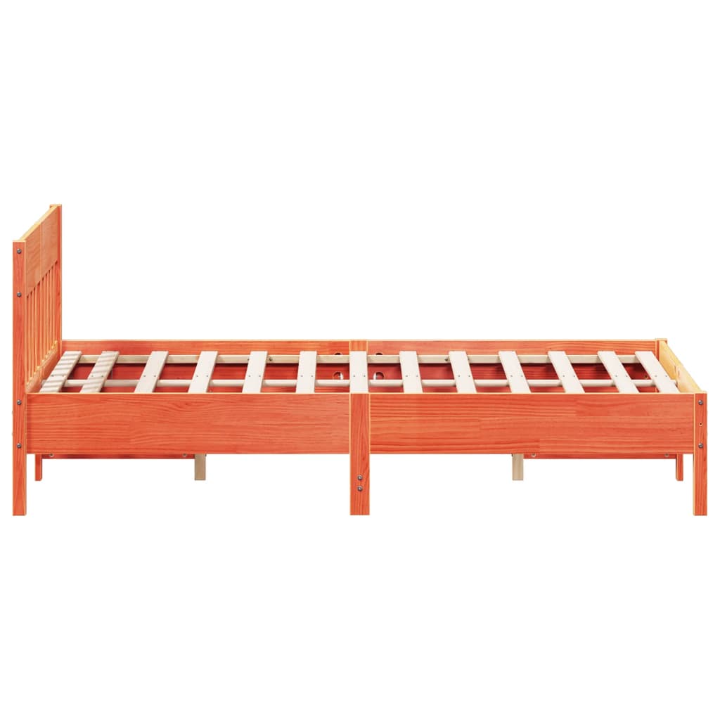 Solid wood bed without mattress wax brown 140x200 cm pinewood