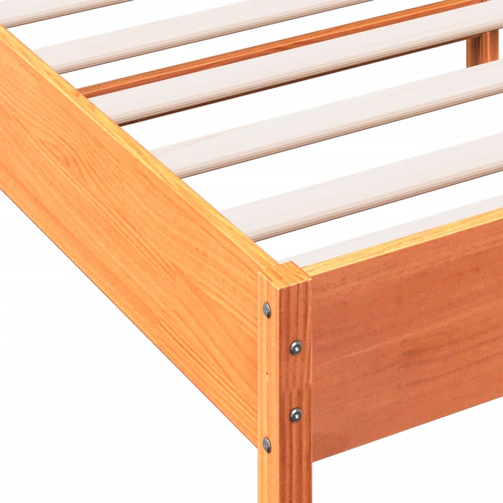 Solid wood bed without mattress wax brown 140x200 cm pinewood