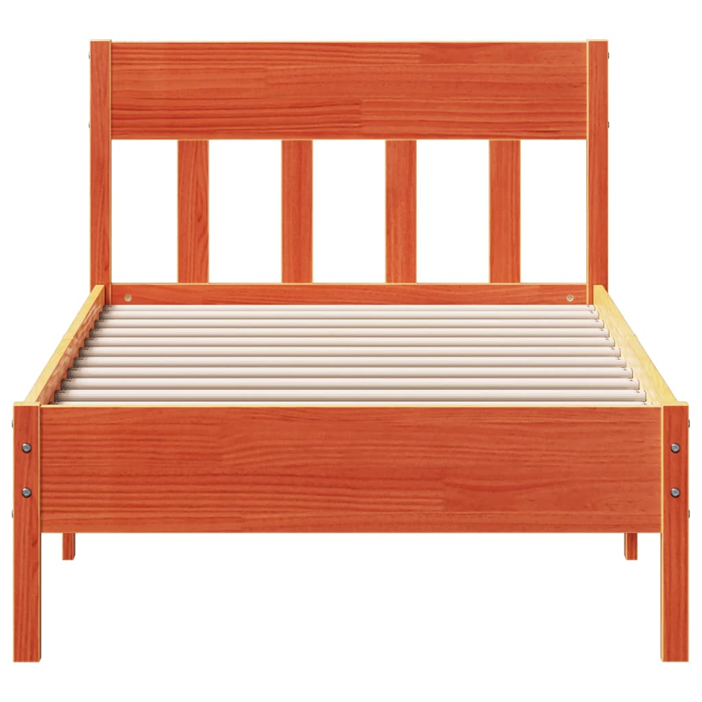 Solid wood bed without mattress wax brown 100x200 pinewood