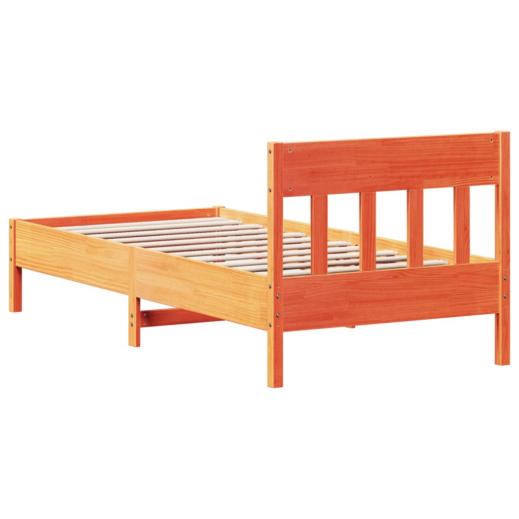 Solid wood bed without mattress wax brown 100x200 pinewood