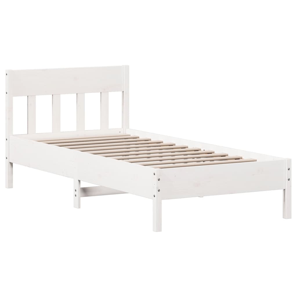 Solid wood bed without mattress white 90x200 cm pinewood