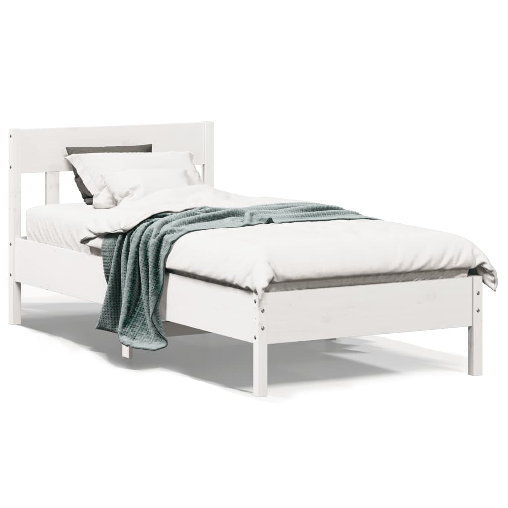 Solid wood bed without mattress white 90x200 cm pinewood