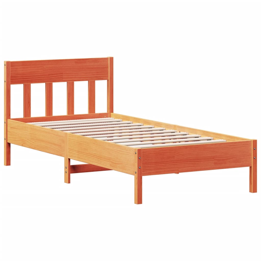 Solid wood bed without mattress wax brown 90x200 pinewood