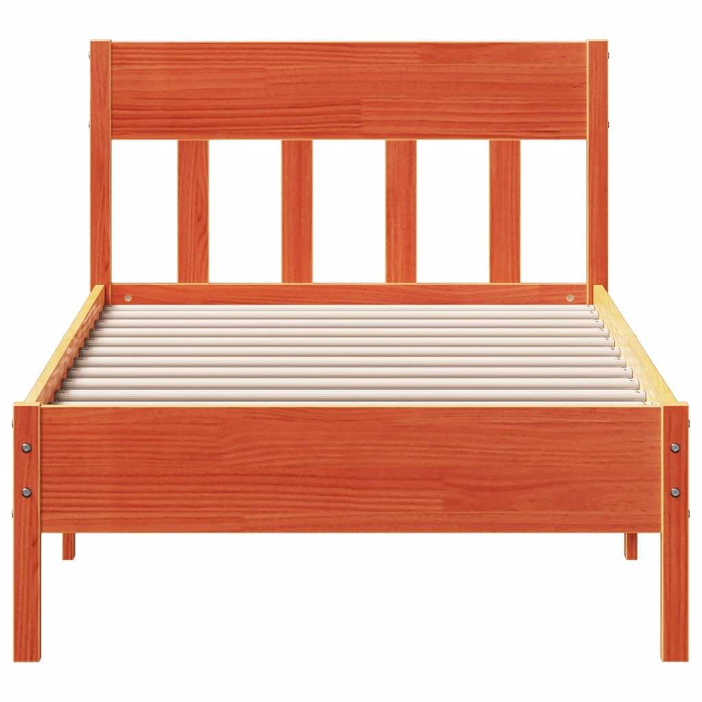 Solid wood bed without mattress wax brown 90x200 pinewood