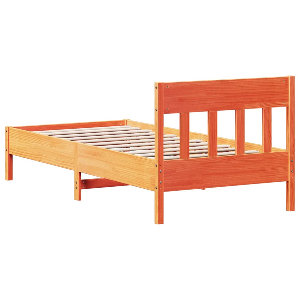 Solid wood bed without mattress wax brown 90x200 pinewood