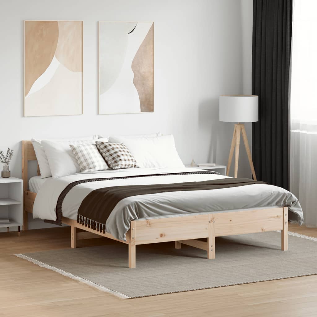 Solid wood bed without mattress 140x190 cm pinewood