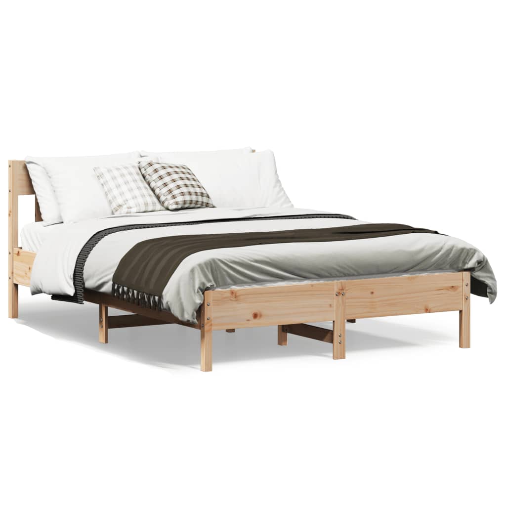 Solid wood bed without mattress 140x190 cm pinewood