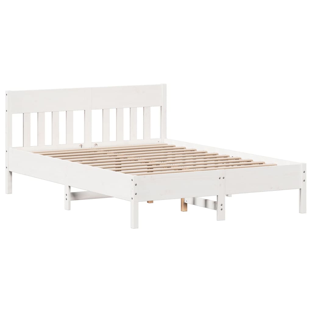 Solid wood bed without mattress white 135x190 cm pinewood