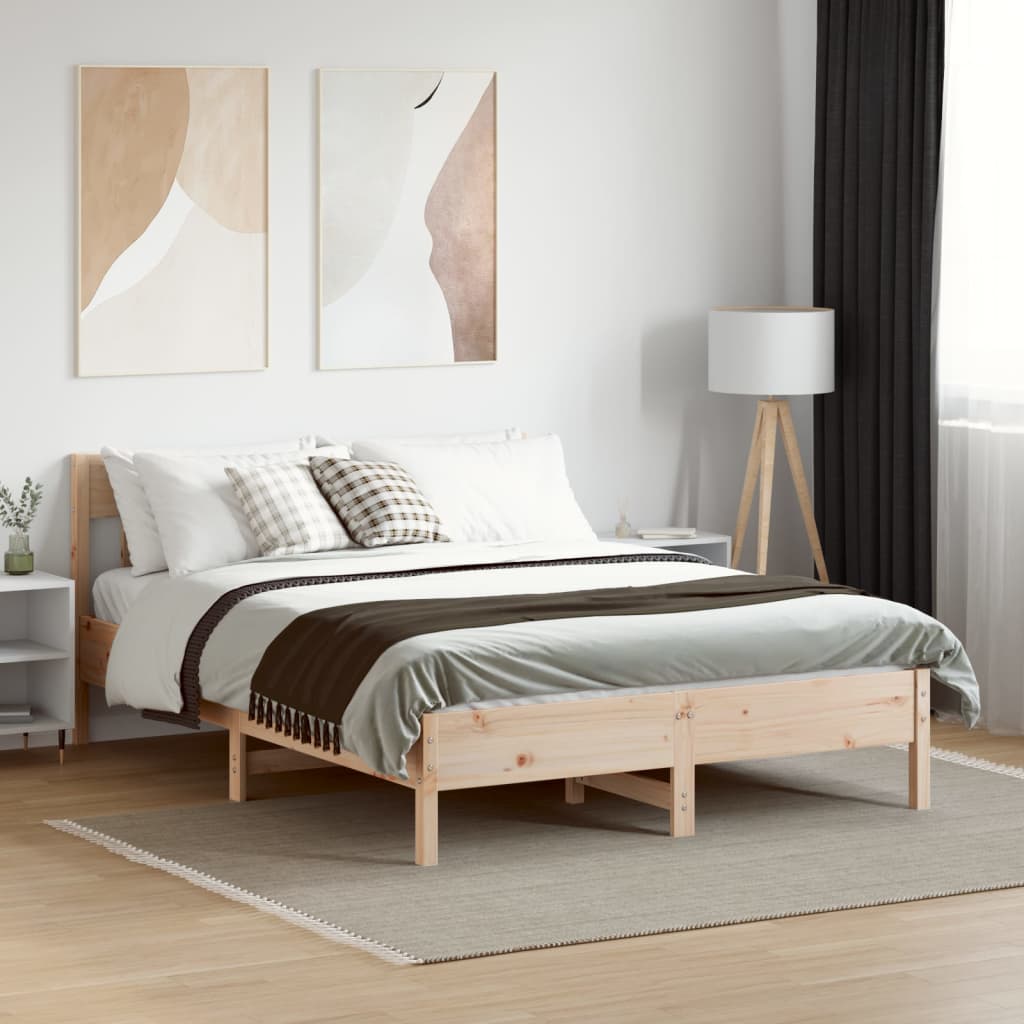 Solid wood bed without mattress 120x190 cm pinewood