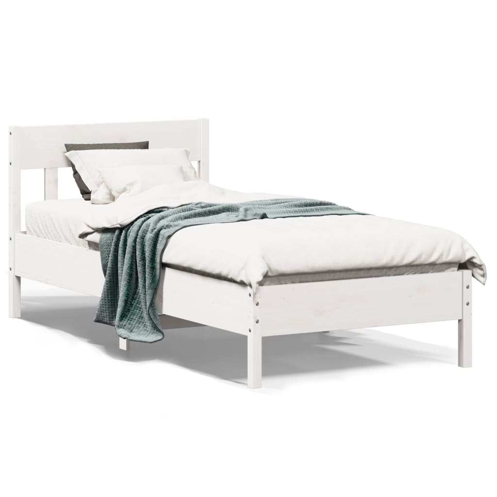 Solid wood bed without mattress white 90x190 cm pinewood