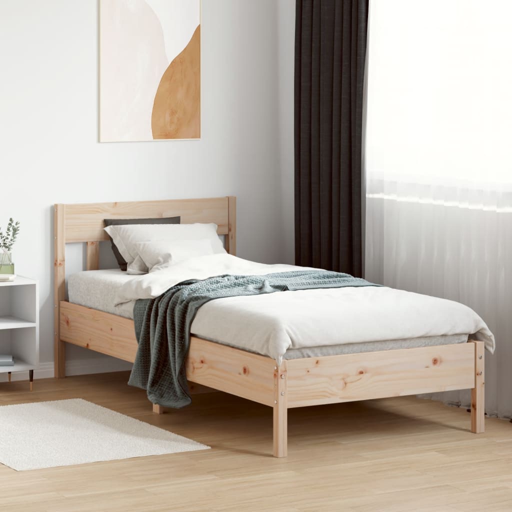 Solid wood bed without mattress 75x190 cm pinewood