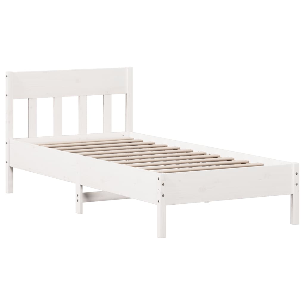 Solid wood bed without mattress white 75x190 cm pinewood