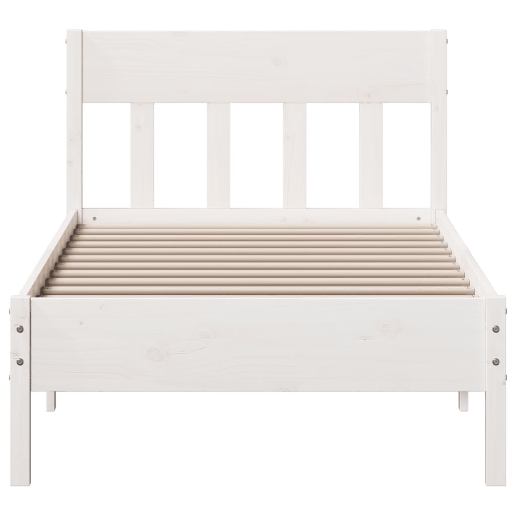 Solid wood bed without mattress white 75x190 cm pinewood