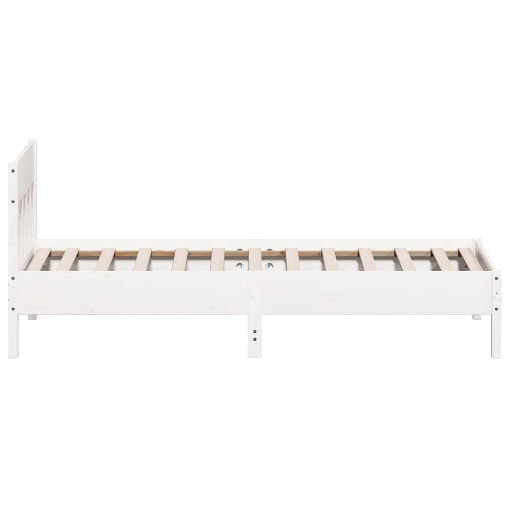 Solid wood bed without mattress white 75x190 cm pinewood