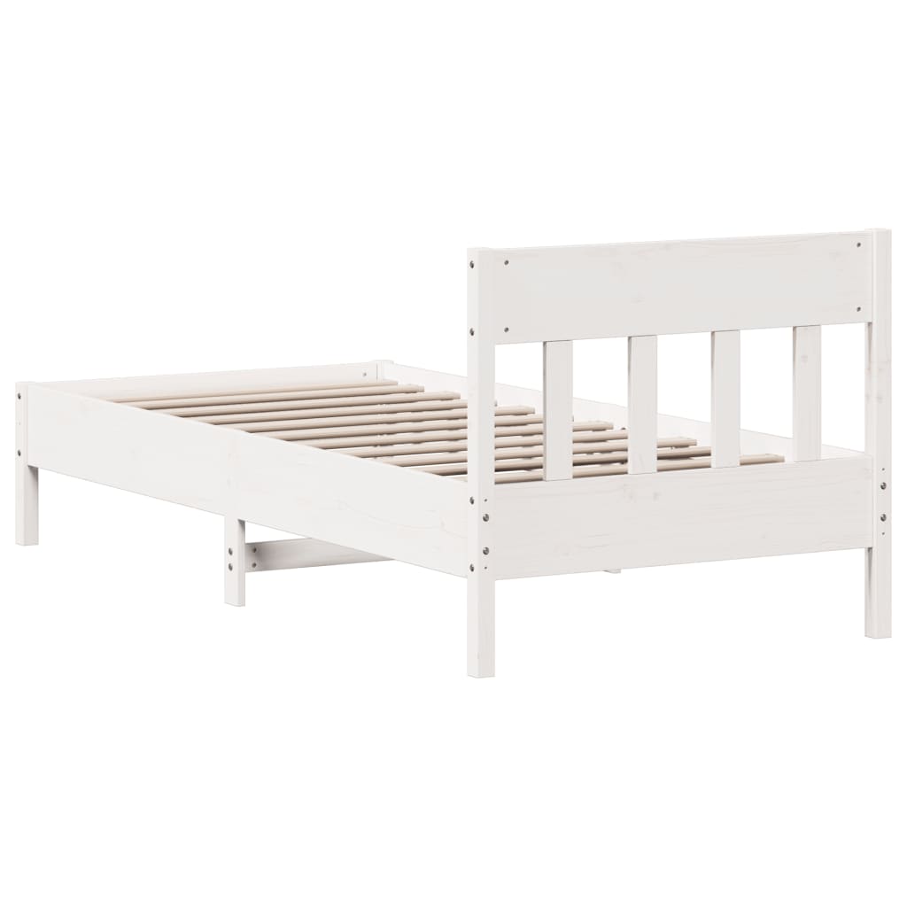 Solid wood bed without mattress white 75x190 cm pinewood