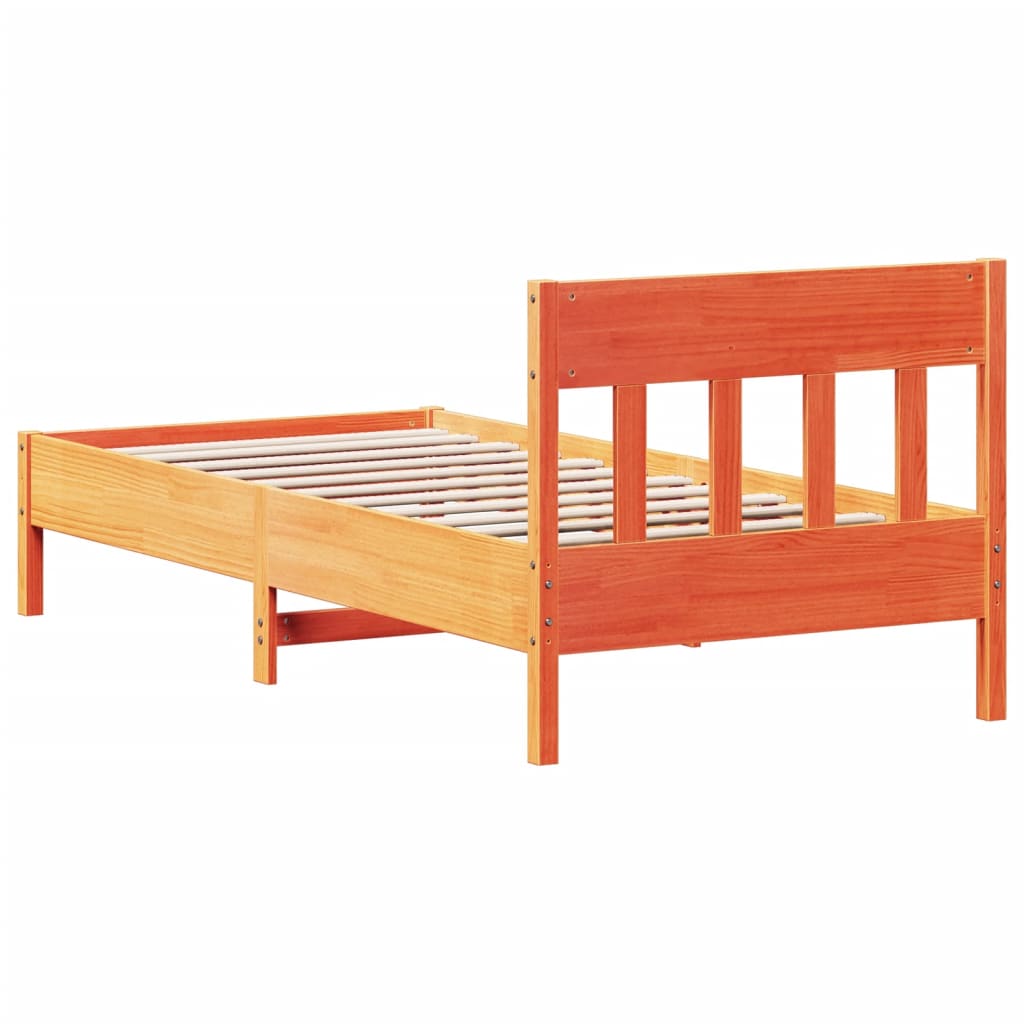 Solid wood bed without mattress wax brown 75x190 cm pinewood