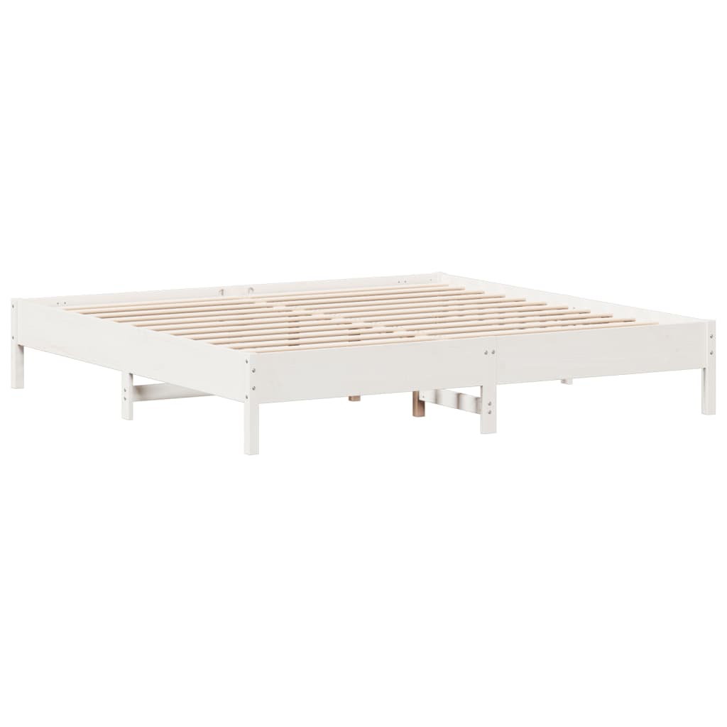 Solid wood bed without mattress white 200x200 cm pinewood