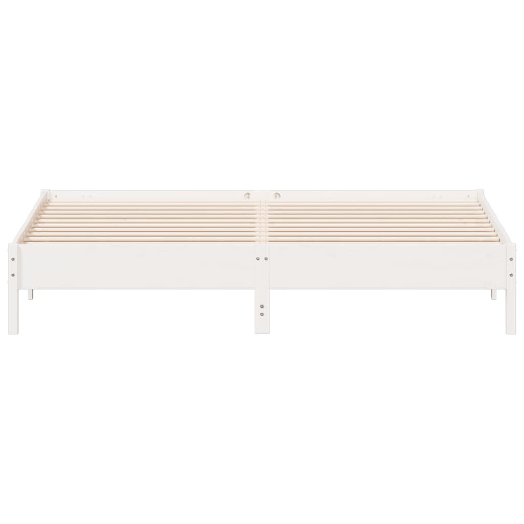 Solid wood bed without mattress white 200x200 cm pinewood