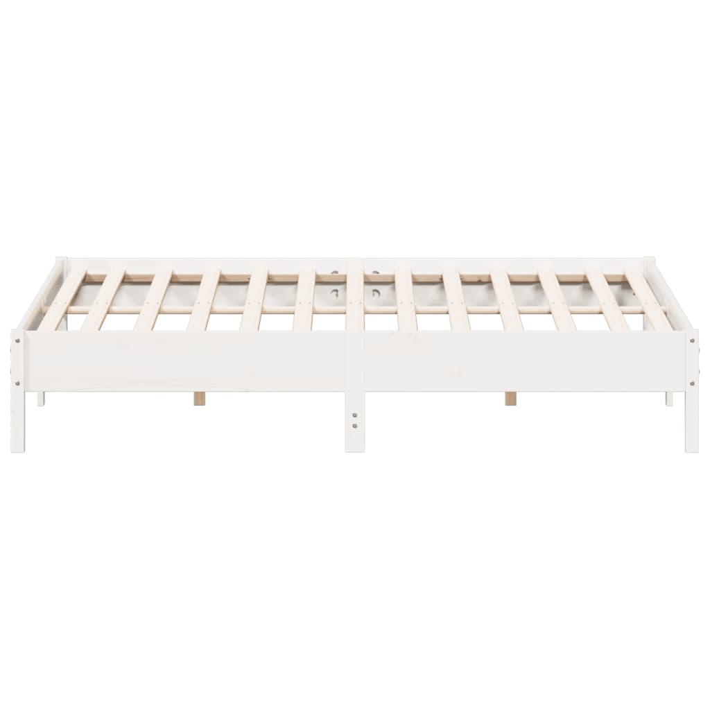 Solid wood bed without mattress white 200x200 cm pinewood