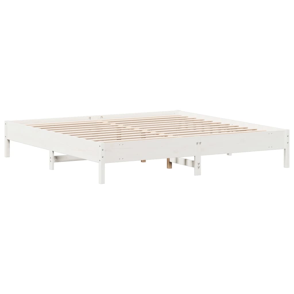 Solid wood bed without mattress white 200x200 cm pinewood