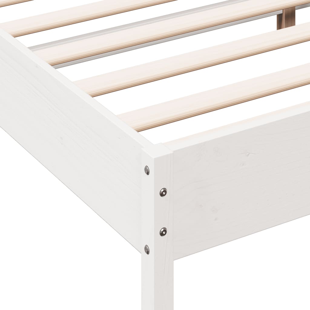 Solid wood bed without mattress white 200x200 cm pinewood