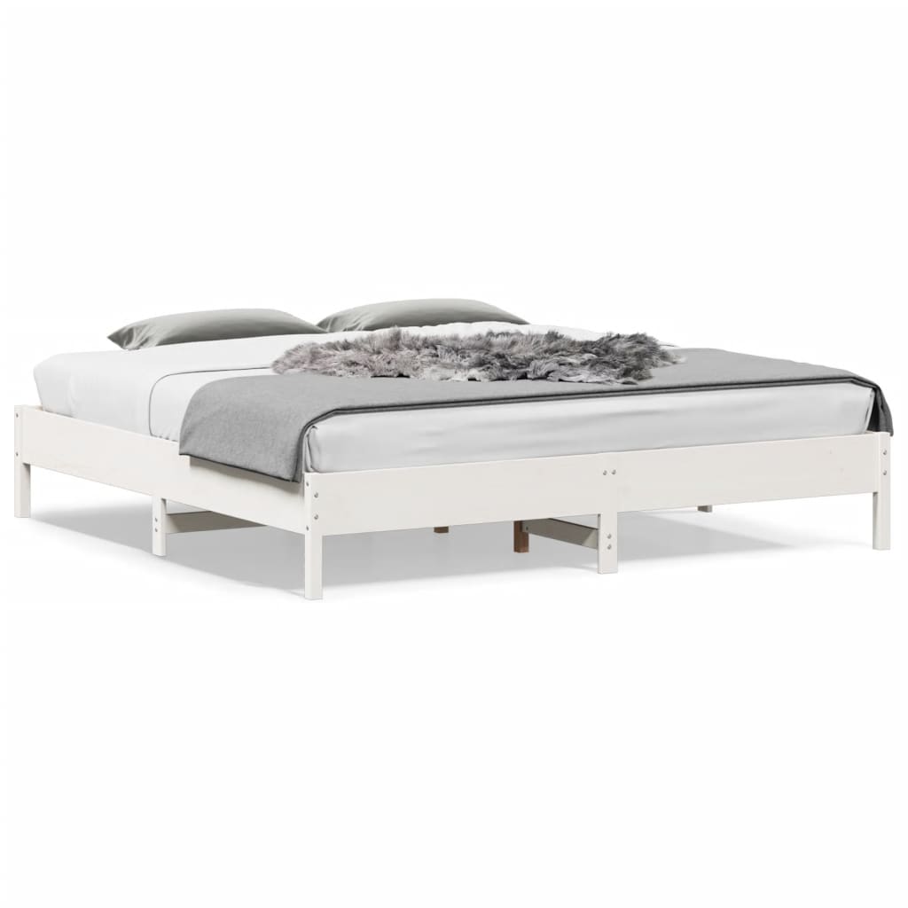 Solid wood bed without mattress white 180x200 cm pinewood