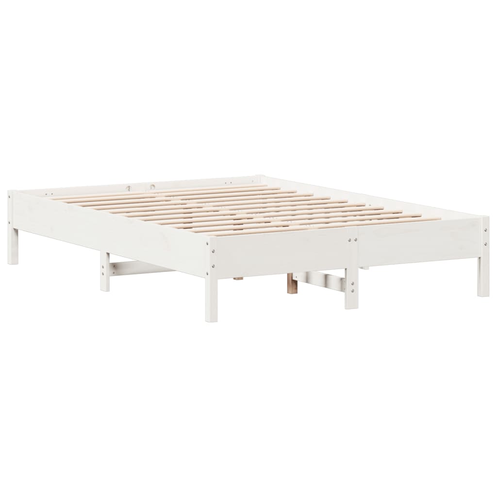 Solid wood bed without mattress white 160x200 pinewood