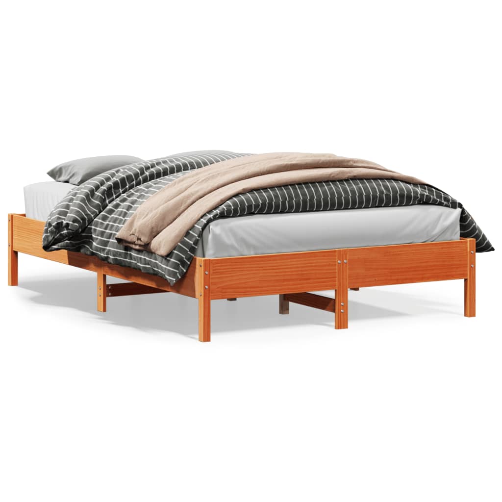 Solid wood bed without mattress wax brown 160x200 pinewood