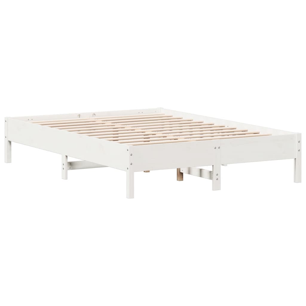 Solid wood bed without mattress white 150x200 cm pinewood