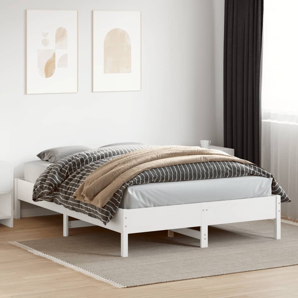 Solid wood bed without mattress white 150x200 cm pinewood