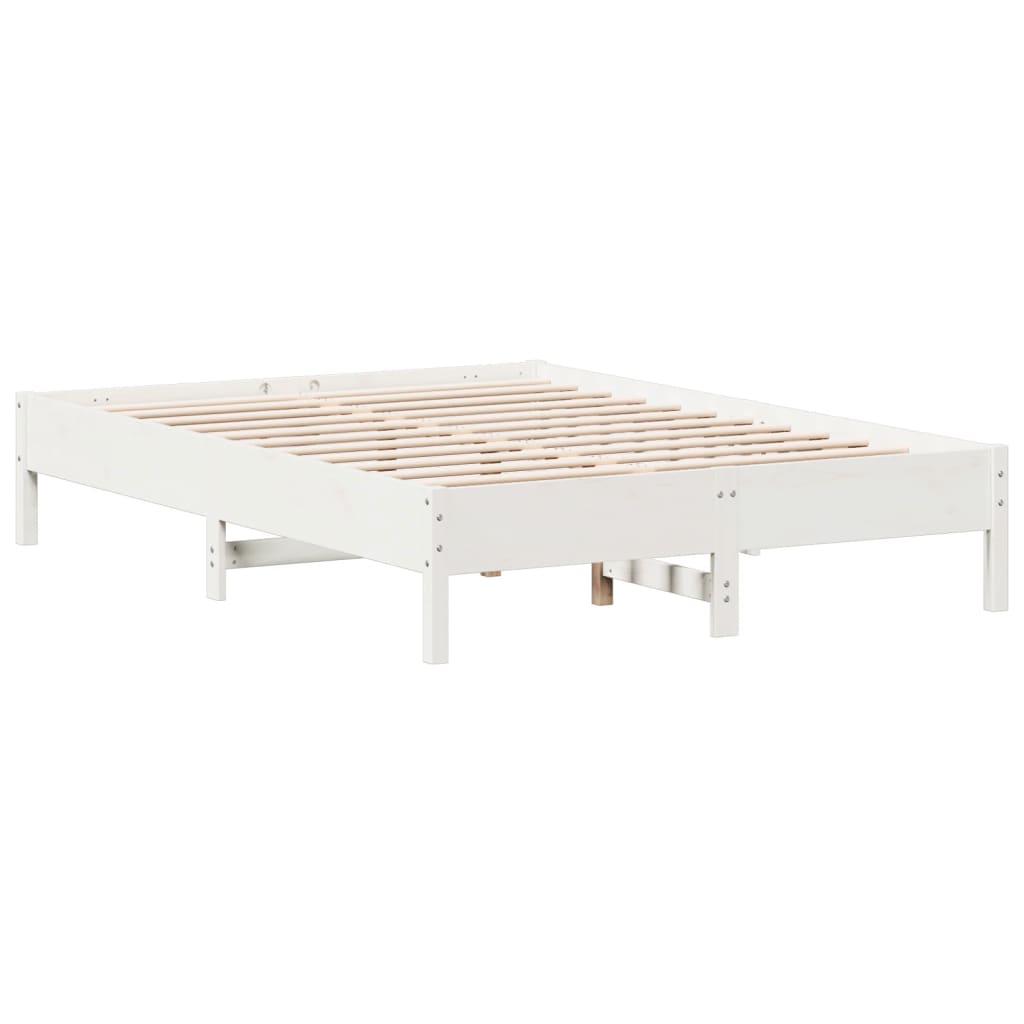 Solid wood bed without mattress white 140x200 cm pinewood