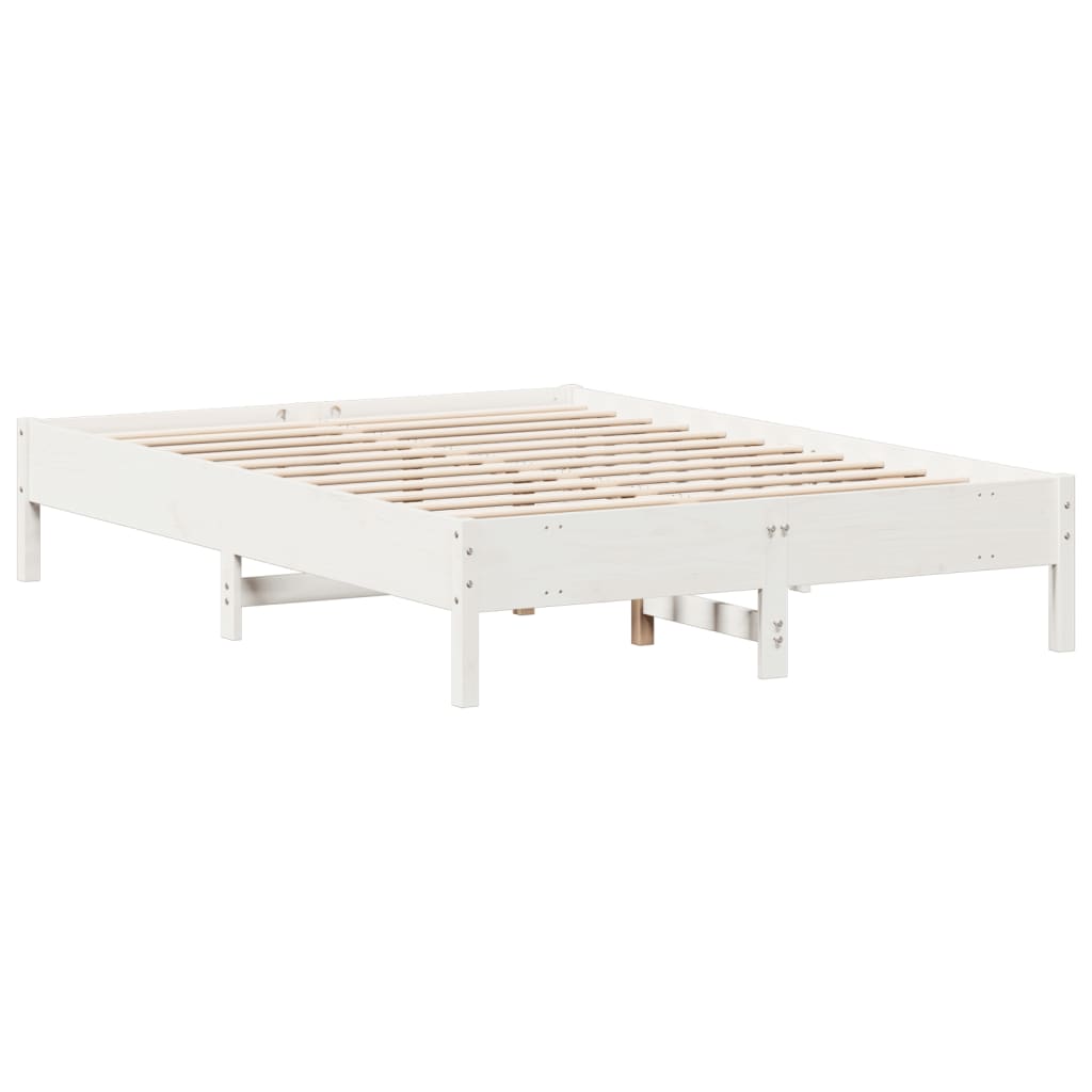 Solid wood bed without mattress white 140x200 cm pinewood