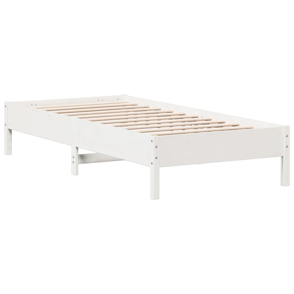 Solid wood bed without mattress white 100x200 cm pinewood