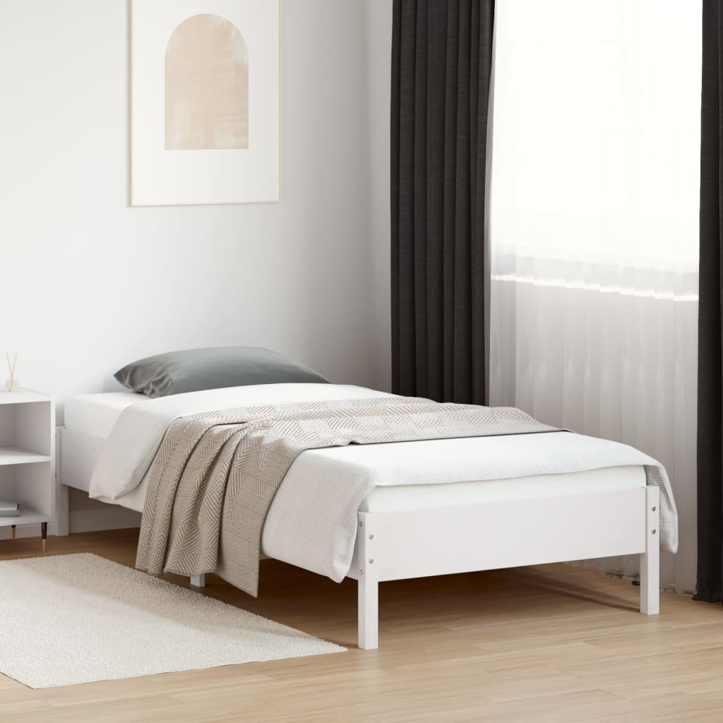 Solid wood bed without mattress white 100x200 cm pinewood