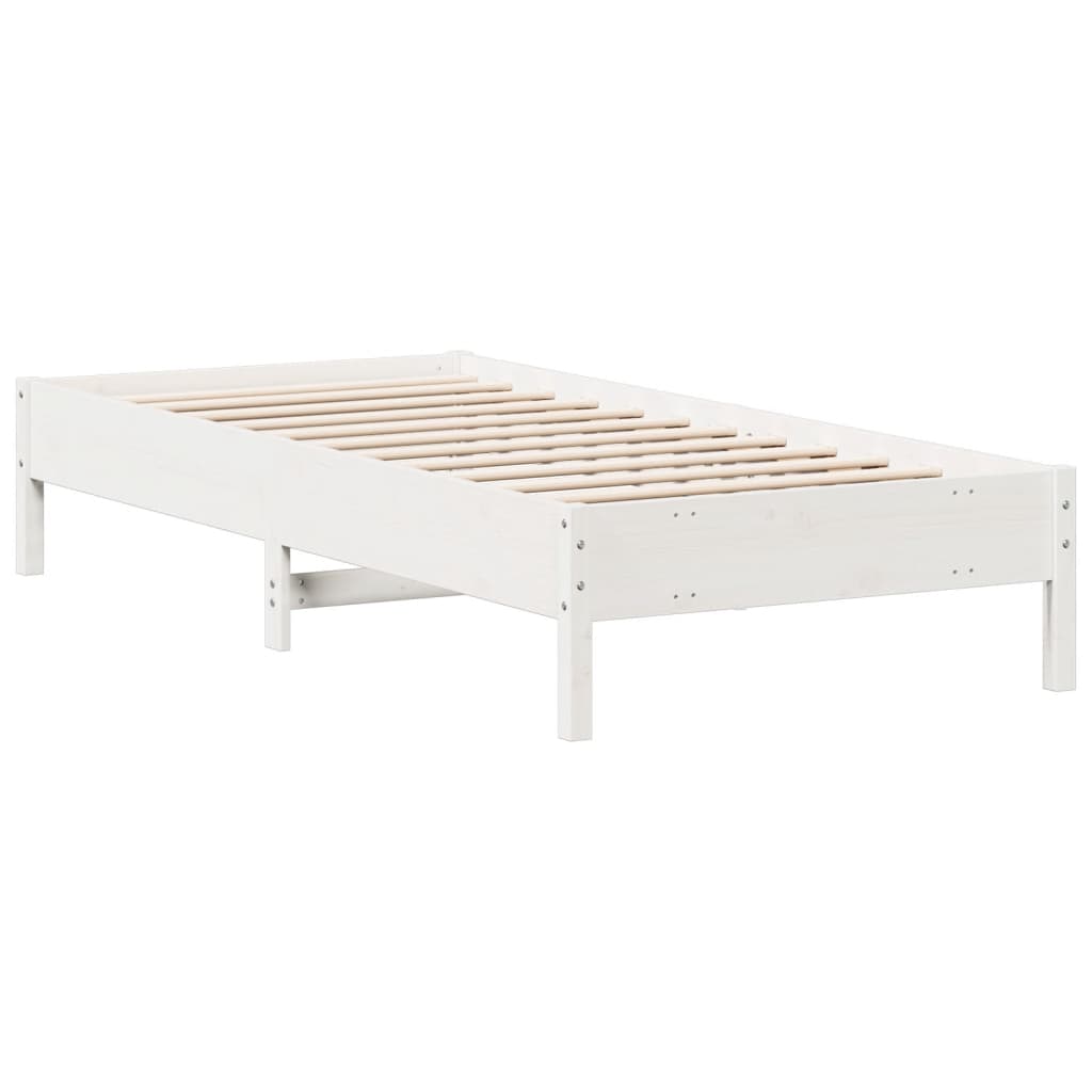 Solid wood bed without mattress white 100x200 cm pinewood