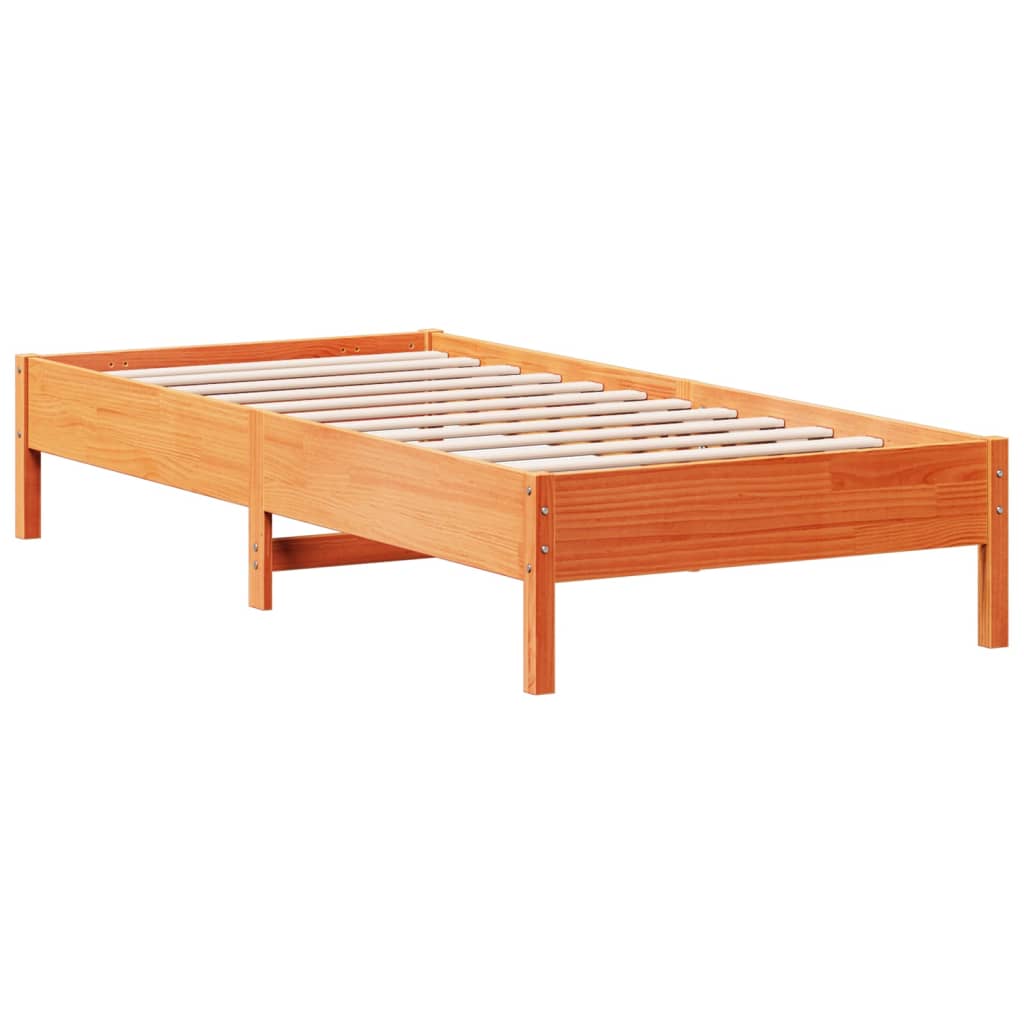 Solid wood bed without mattress wax brown 100x200 pinewood