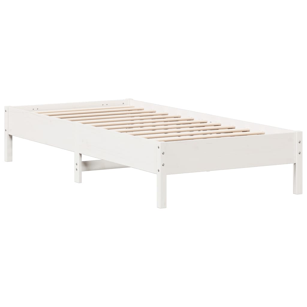 Solid wood bed without mattress white 90x200 cm pinewood