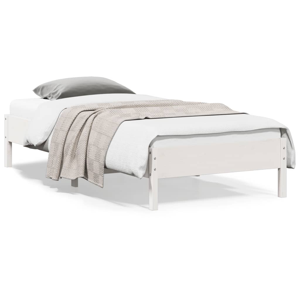 Solid wood bed without mattress white 90x200 cm pinewood