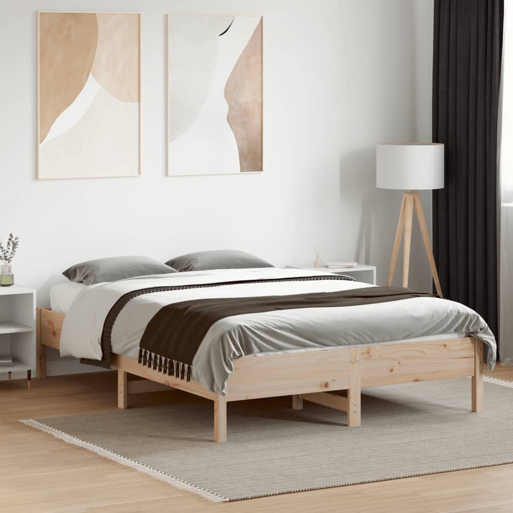 Solid wood bed without mattress 140x190 cm pinewood