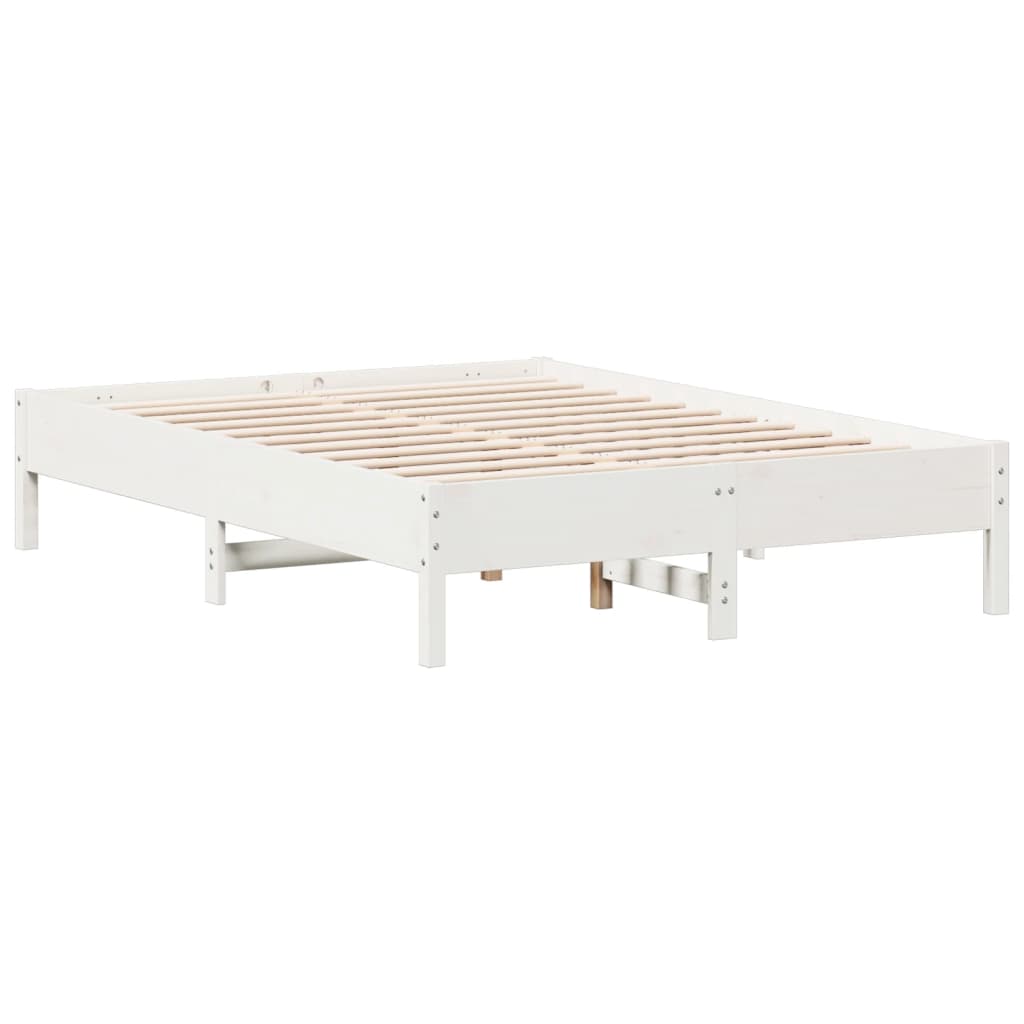 Solid wood bed without mattress white 140x190 cm pinewood