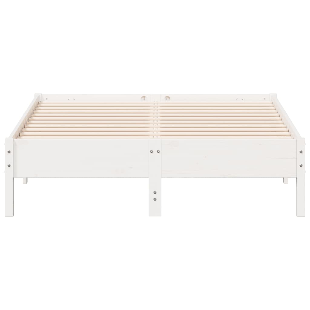 Solid wood bed without mattress white 140x190 cm pinewood