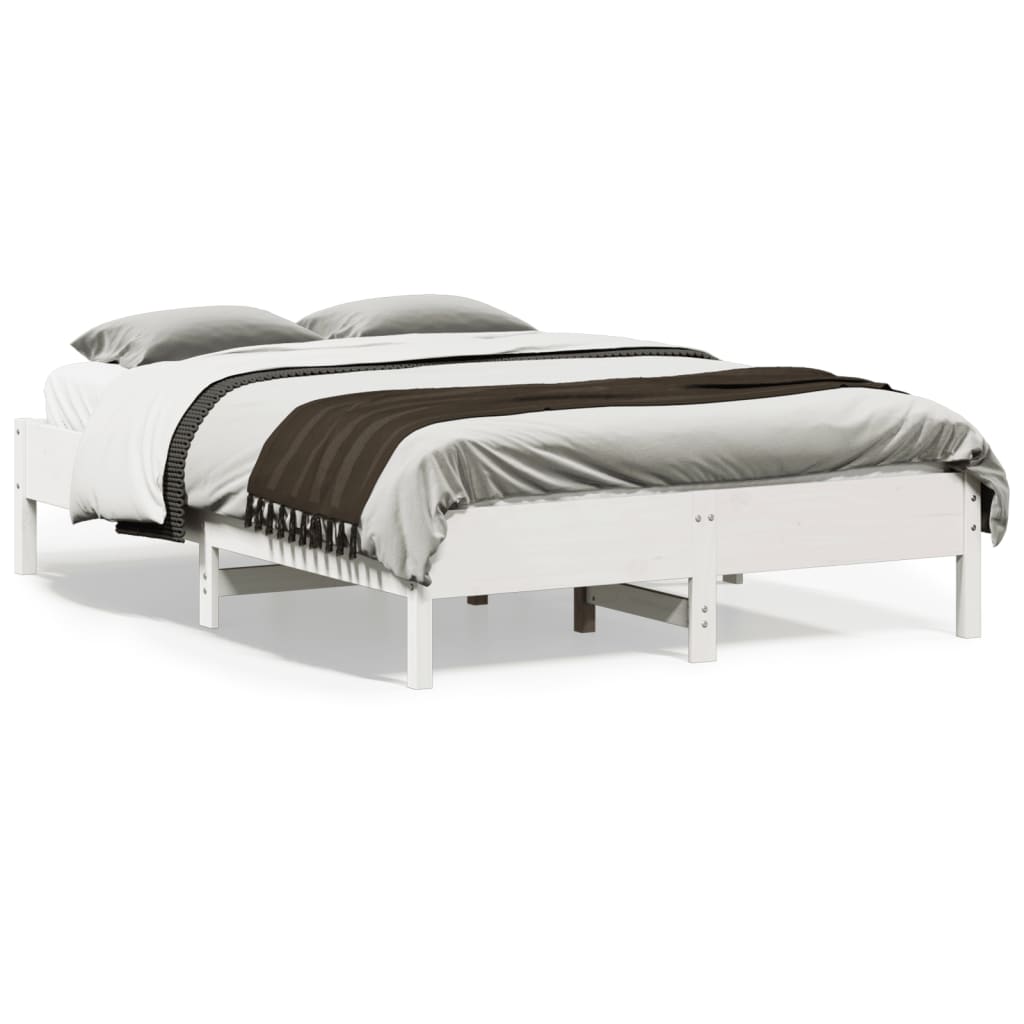 Solid wood bed without mattress white 140x190 cm pinewood