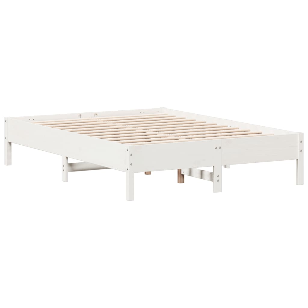 Solid wood bed without mattress white 135x190 cm pinewood