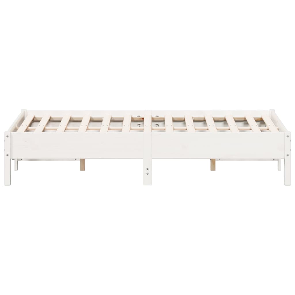 Solid wood bed without mattress white 135x190 cm pinewood