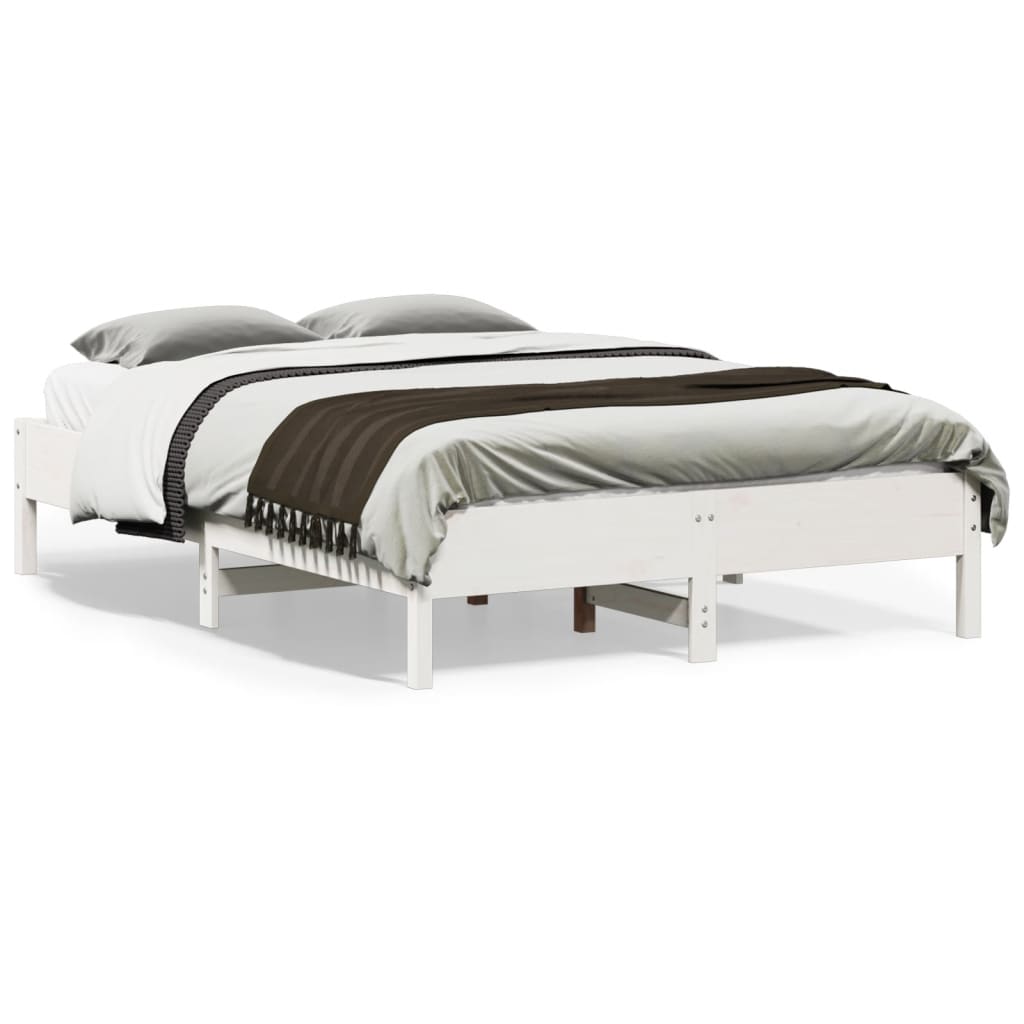 Solid wood bed without mattress white 135x190 cm pinewood