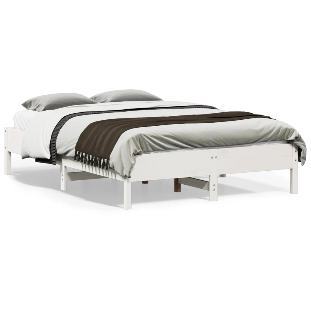 Solid wood bed without mattress white 120x190 cm pinewood