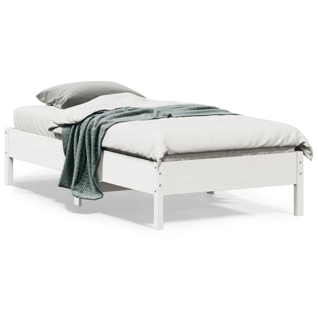 Solid wood bed without mattress white 90x190 cm pinewood