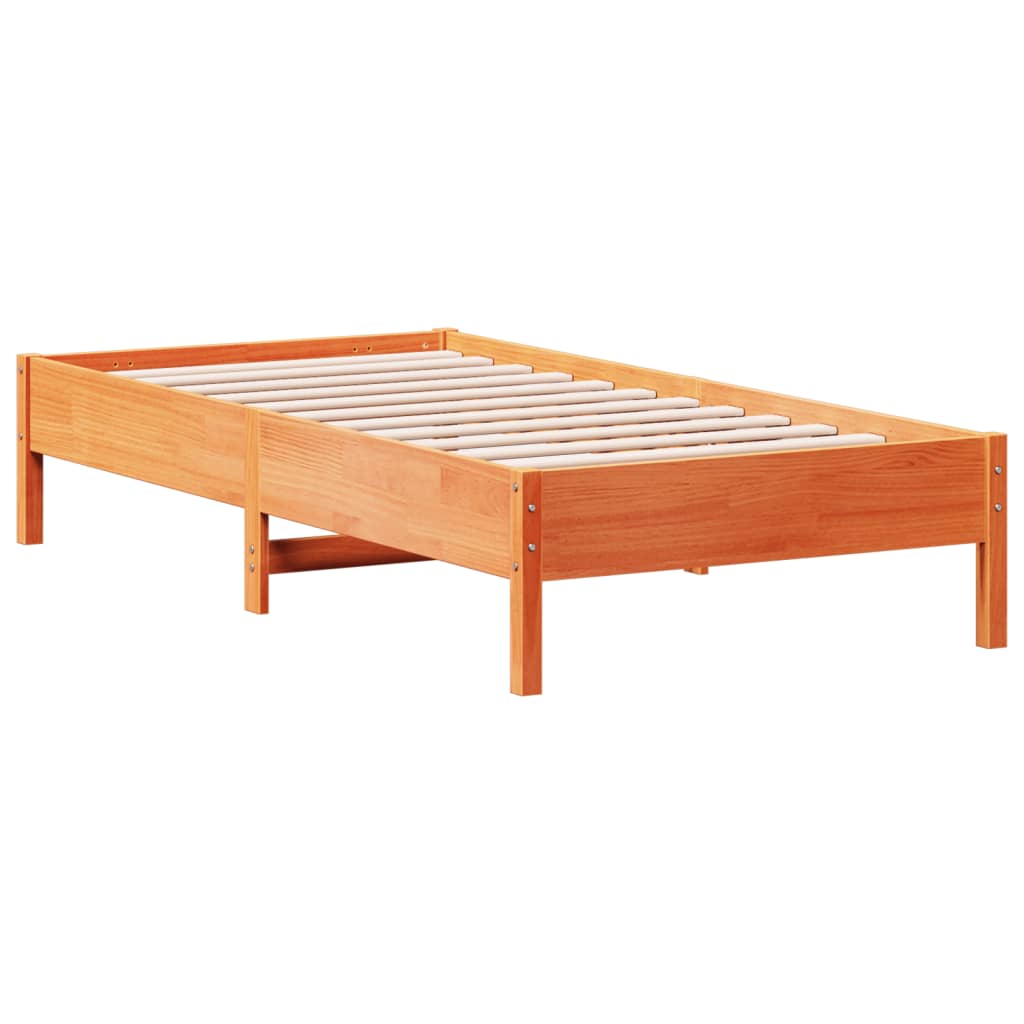 Solid wood bed without mattress wax brown 90x190 cm pinewood