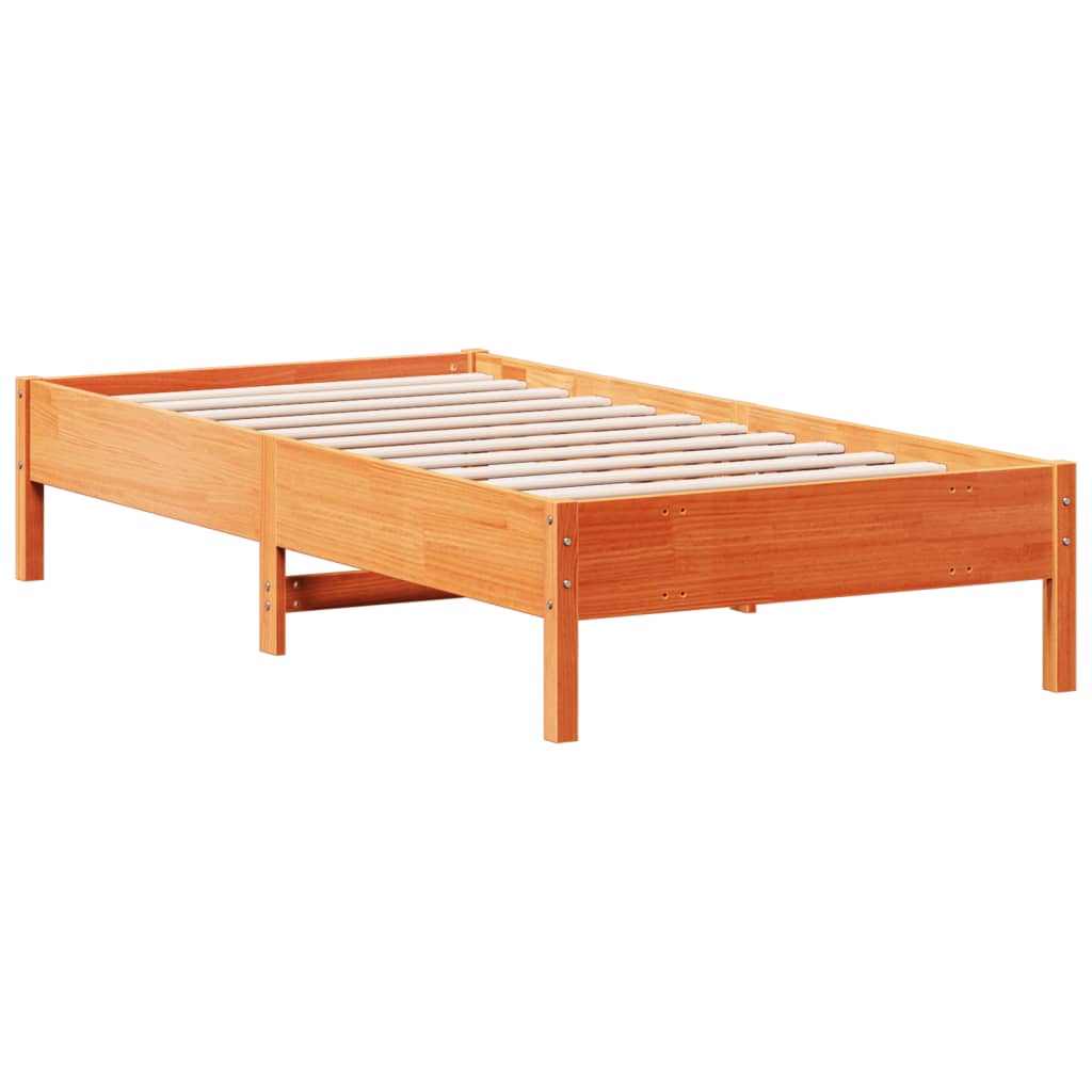 Solid wood bed without mattress wax brown 90x190 cm pinewood