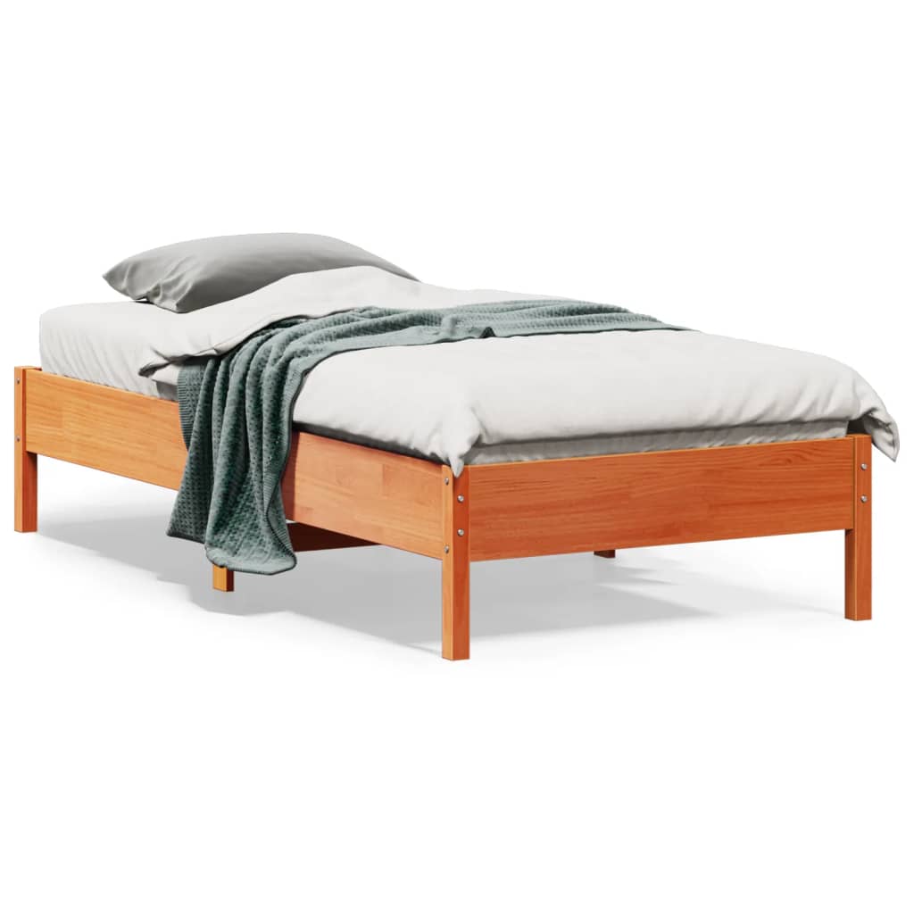 Solid wood bed without mattress wax brown 90x190 cm pinewood